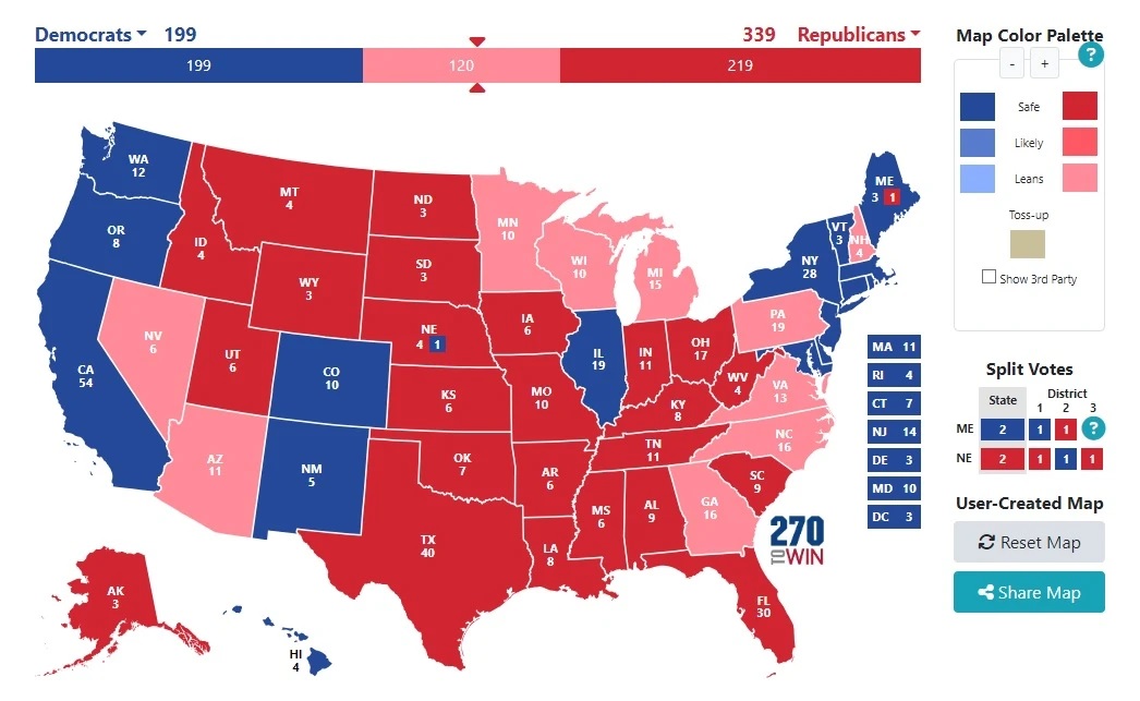 hypothetical Trump swing state wipeout